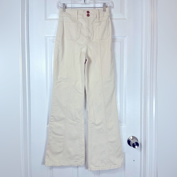 Marine Layer Archive Flare Jeans in Ecru White Size 2 - Picture 4 of 10